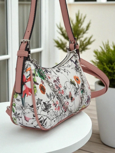 Royalfashion Petit sac à main pour femme en cuir écologique avec motif floral Lily Bloom