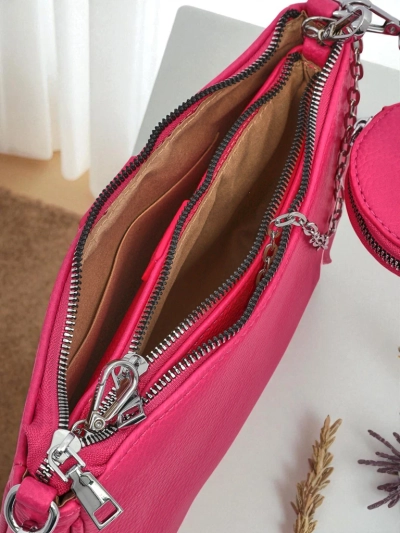 Aurelia Fuksjowa Torebka Damska Skórzana Mini z Łańcuszkiem