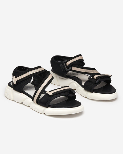 Sandales enfant noires et beiges fermées par velcro Modis - Chaussures