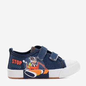 Baskets enfant bleu marine ornées de corail - Chaussures