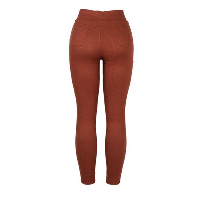 Pantalon femme marron avec décorations dorées - Pantalon 1