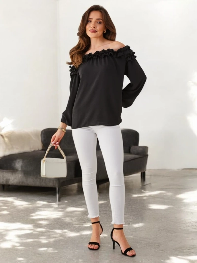 Chemisier Off-the-Shoulder Royalfashion pour Femme avec Volant