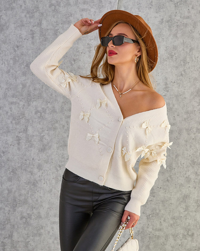Royalfashion Pull femme déboutonné avec nœuds