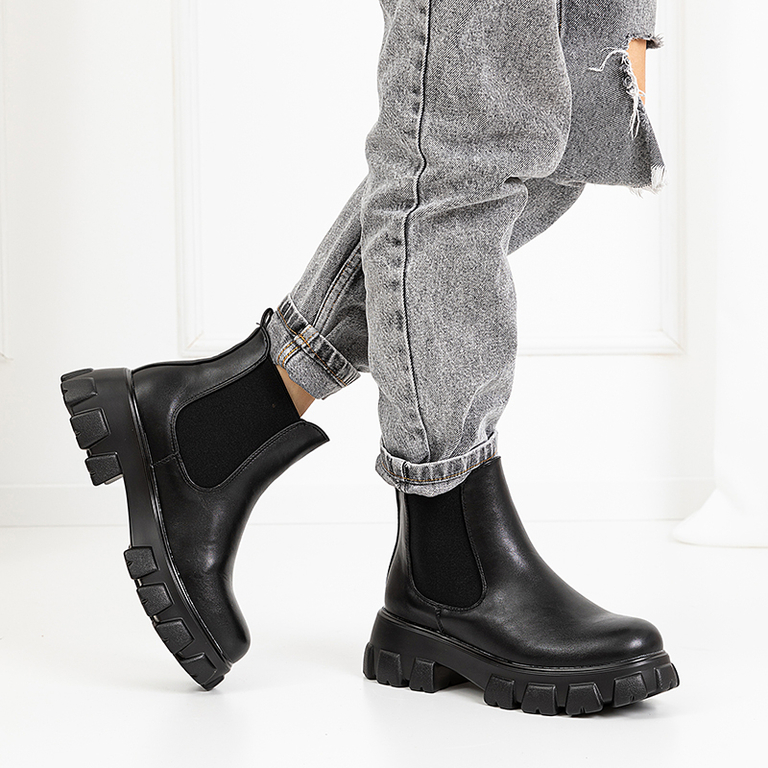 Bottines compensées pour femmes noires Casidi - Chaussures