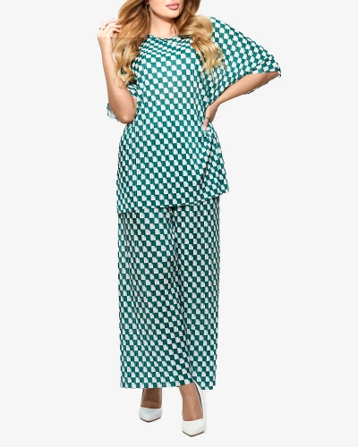 Ensemble plissé pour femme vert - Vêtements