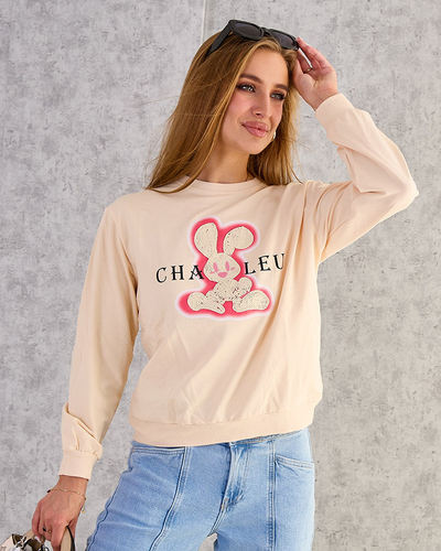 Royalfashion Sweat-shirt en coton à imprimé fin pour femme