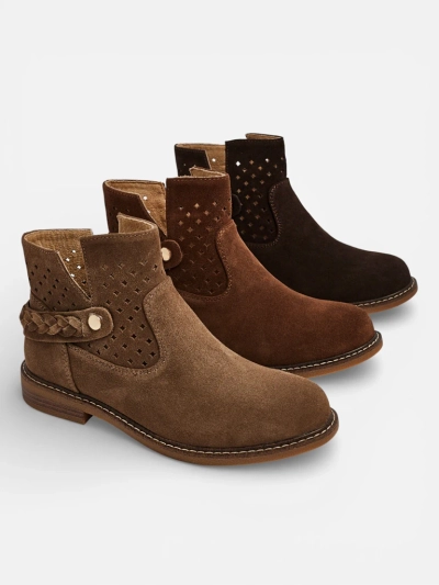 Bottines ajourées pour femmes en cuir naturel Unimi