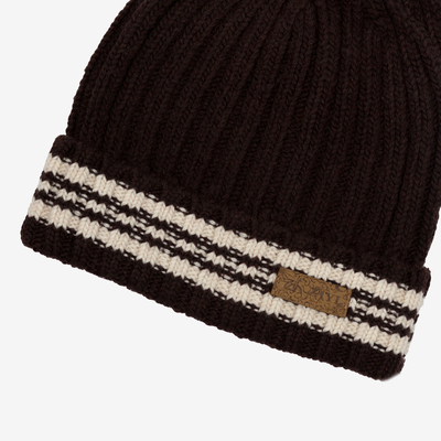 Bonnet homme marron foncé en laine mélangée - Accessoires