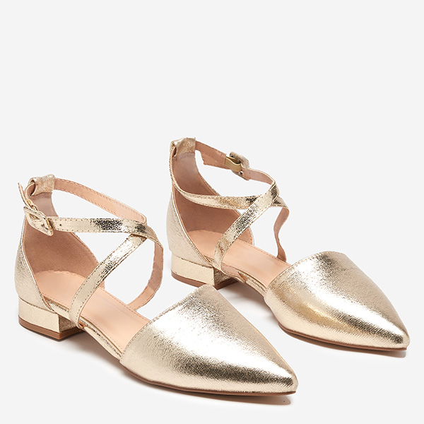 OUTLET Ballerines dorées pour femmes à talons plats Osies- Shoes