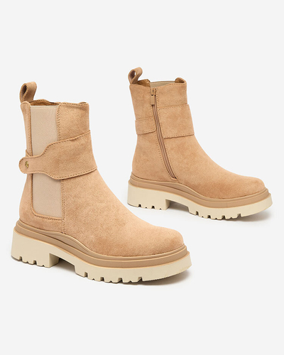Royalfashion Bottes pour femmes marron clair avec lanière décorative Doasa