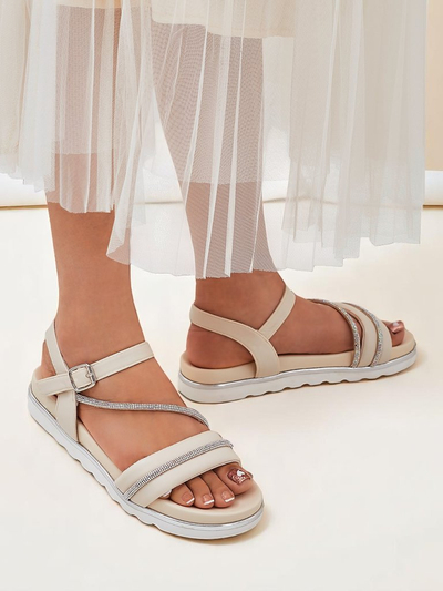 Sandales compensées Royalfashion pour femmes avec strass Magnol