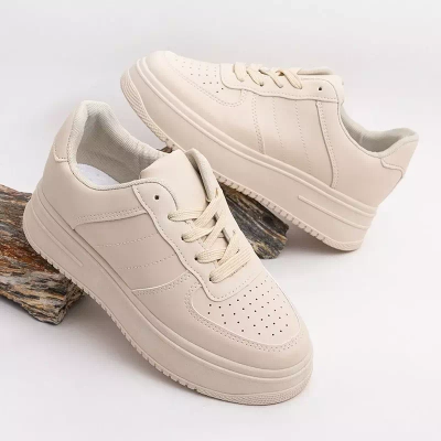 OUTLET Chaussures de sport femme beiges sur la plateforme Silvina - Chaussures