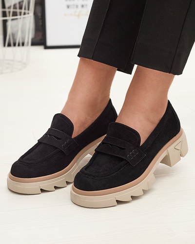 Mocassins ajourés noirs pour femmes sur une semelle solide Ejina - Footwear