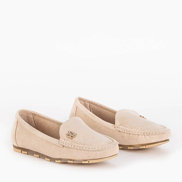 OUTLET Mocassins femme en éco-daim beige avec décoration Pixila - Footwear