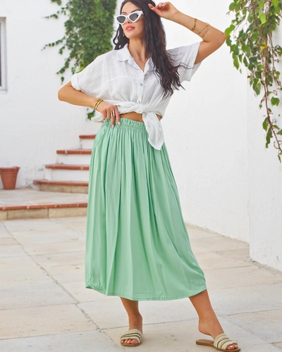 Jupe midi d'été tissée Royalfashion pour femmes, légère et fluide avec deux poches