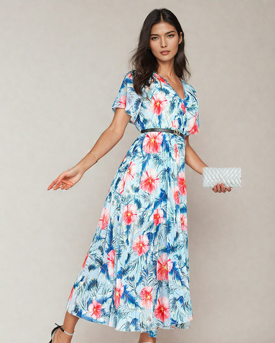 Royalfashion Robe midi florale plissée pour femme