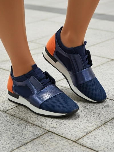 Vittoria Chaussures Bleu Marine pour Femmes en Cuir Écologique