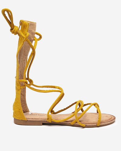 OUTLET Sandales spartiates mi-mollet Jeniso moutarde - Chaussures