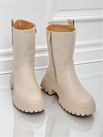 Bottines montantes pour femmes en cuir écologique Scarlet Mist