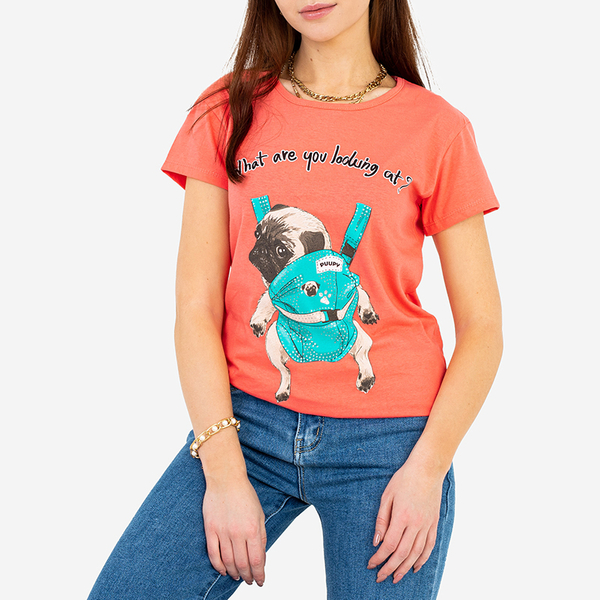 T-shirt femme corail imprimé coloré - Vêtements