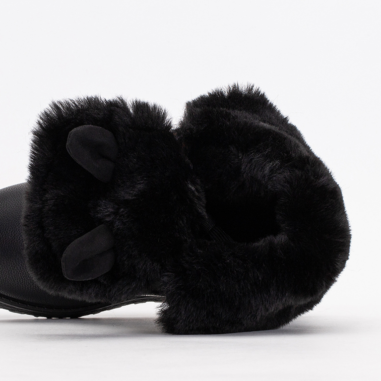 Bottines noires pour femmes avec fourrure et oreilles par Rafil - Chaussures