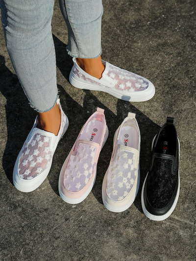 Mocassins pour femmes Royalfashion en maille avec fleurs Emzos