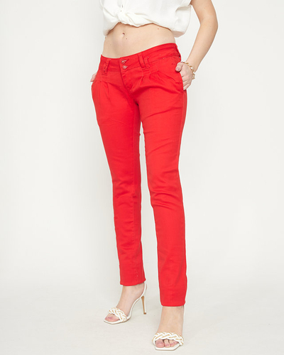 Pantalon taille basse pour femmes en tissu rouge - Vêtements