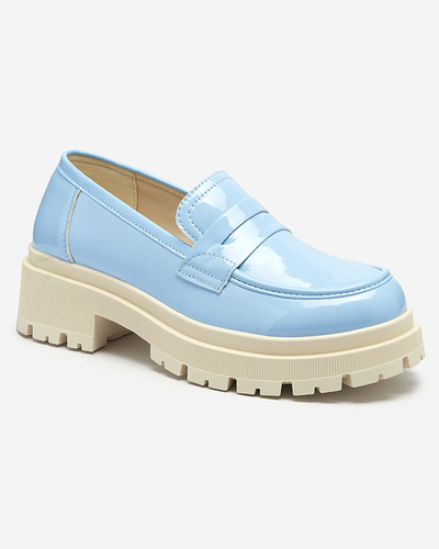 Royalfashion Mocassins laqués bleus pour femmes Noppel