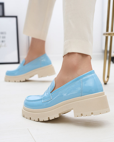 Royalfashion Mocassins laqués bleus pour femmes Noppel