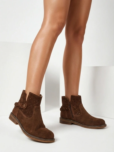 Bottines ajourées pour femmes en cuir naturel Unimi