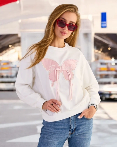 Royalfashion Sweat-shirt en coton à imprimé fin pour femme