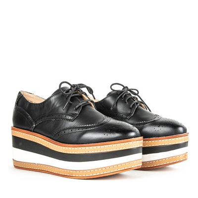Czarne oxfordy na wysokiej platformie Waleriana - Obuwie
