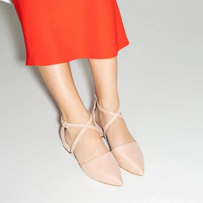 OUTLET Ballerines femme beiges à talons plats Lerma - Chaussures