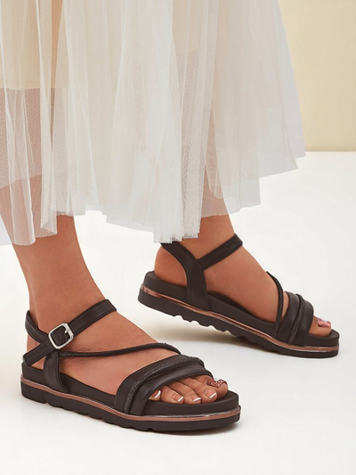 Sandales compensées femme Royalfashion avec strass Magnol