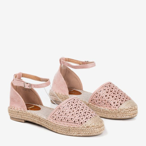 Espadrilles pour femmes rose clair avec décoration ajourée Clia - Footwear 1