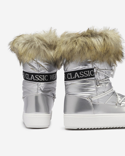 Bottes de neige argentées pour femmes avec fourrure Lilitsa- Footwear