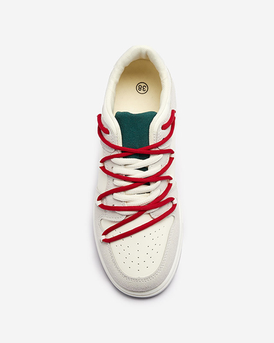 Baskets de sport pour femmes blanches et grises avec lacets rouges Olierinc - Chaussures
