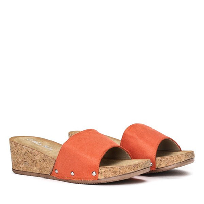 Tongs orange sur une semelle compensée Gala - Chaussures