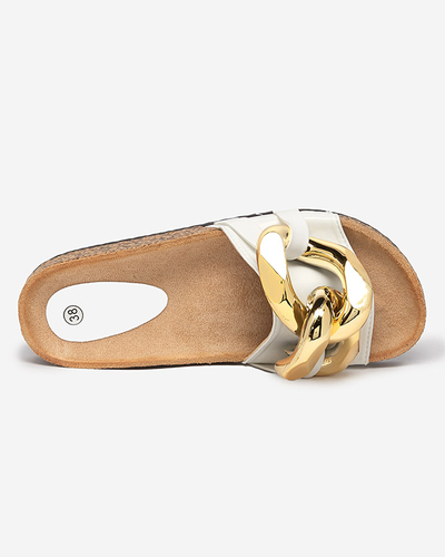 Chaussons blancs pour femme avec une décoration Sofig-Footwear
