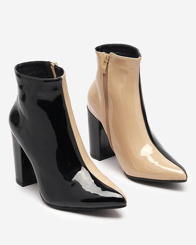 Bottines vernies beiges et noires sur le poteau Cruell - Footwear