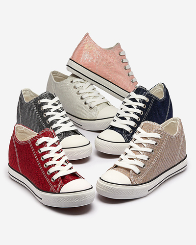 Baskets rouges pour femmes sur une ancre cachée avec fil brillant Seggat- Footwear