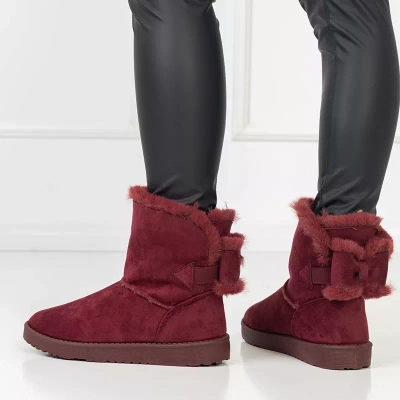 OUTLET Snow boots femme bordeaux à nœud Kioli - Chaussures