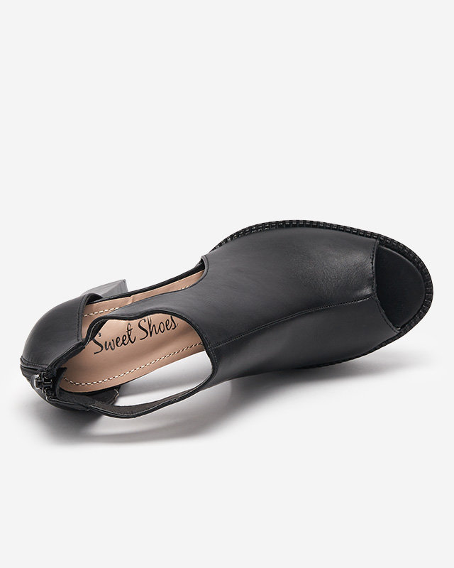 OUTLET Sandales noires pour femmes sur un poteau avec des coupes Dopofi- Footwear