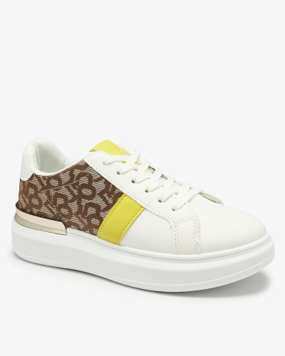 Royalfashion Chaussures de sport pour femmes blanches et marron Mlysio
