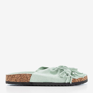 Chaussons femme vert clair avec franges Amassa - Footwear