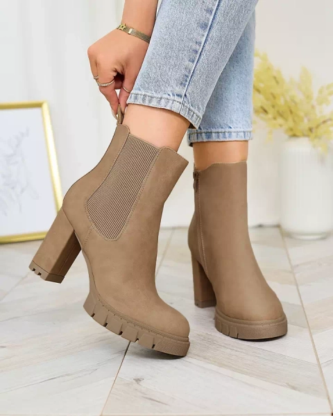 Royalfashion Bottes à talons hauts pour femmes marron clair Seihay