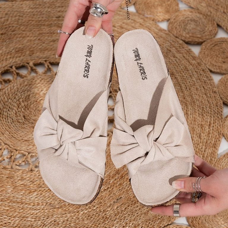 Chaussons beiges pour femmes à nœud Alanza - Chaussures