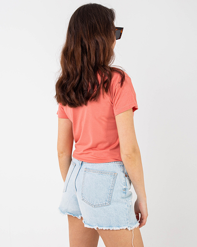 T-shirt femme orange à sequins - Vêtements