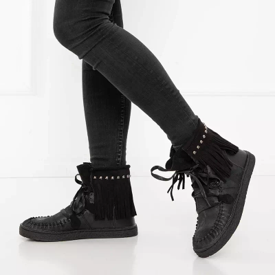 OUTLET Bottines noires à franges pour femme Medisal - Footwear