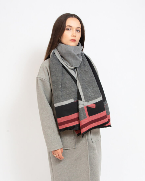 Royalfashion Echarpe légère pour femme gris-rose avec imprimé